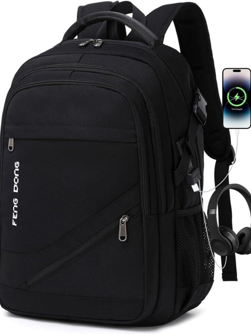 Durable Waterproof Travel Laptop Backpack 17.3" | Large College Bookbag with USB